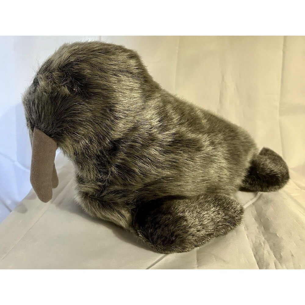 Vintage Chrisha Plush Stuffed Walrus 1988 Playful Plush Toy Dark Gray 17”EUC
